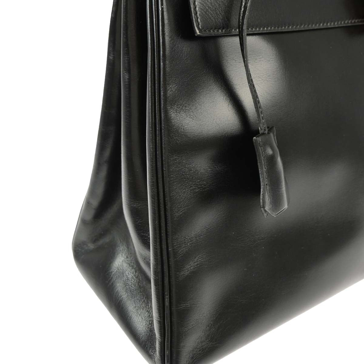 Hermes 1985 Black Box Calf Kelly 35 Retourne Handbag