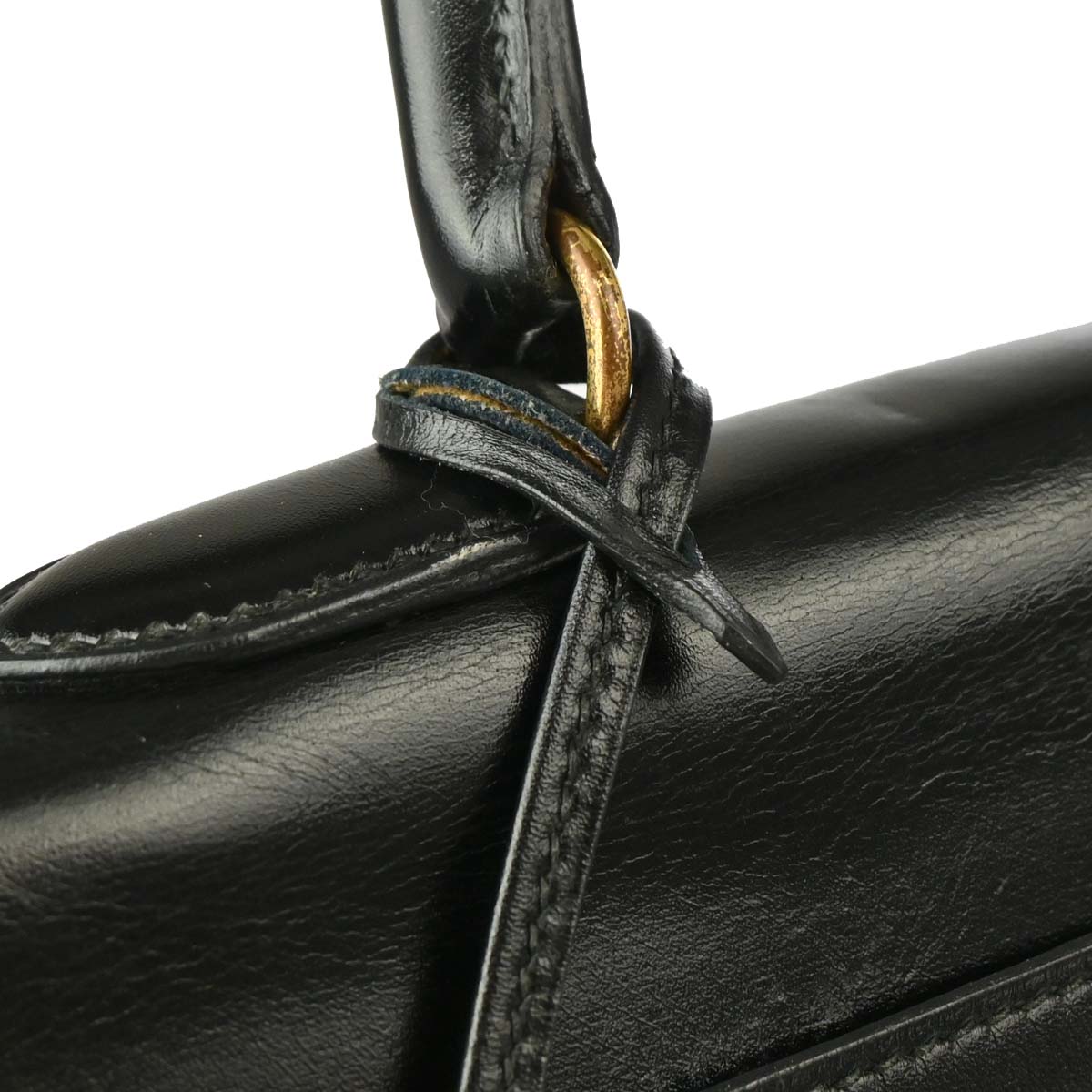 Hermes 1985 Black Box Calf Kelly 35 Retourne Handbag