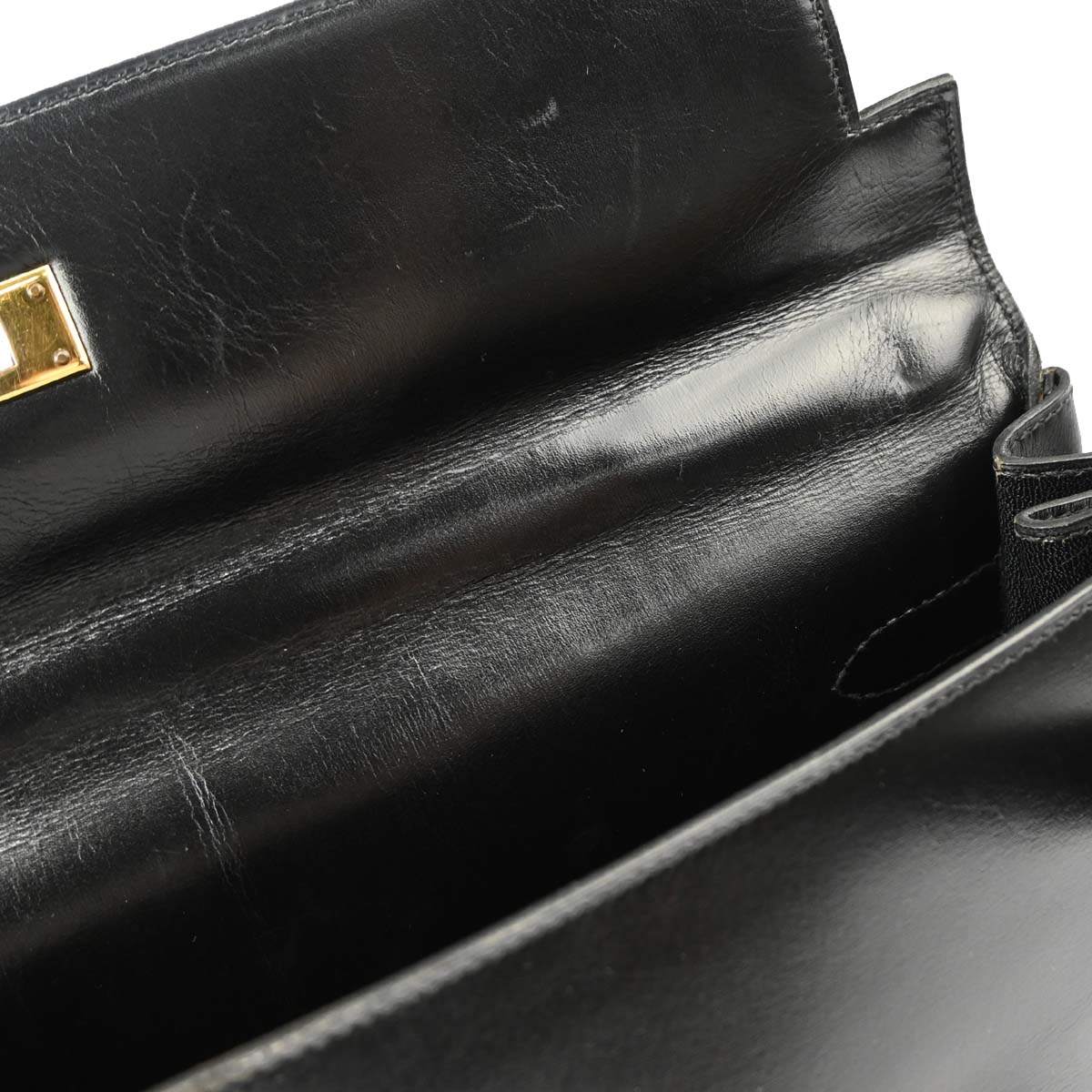 Hermes 1985 Black Box Calf Kelly 35 Retourne Handbag