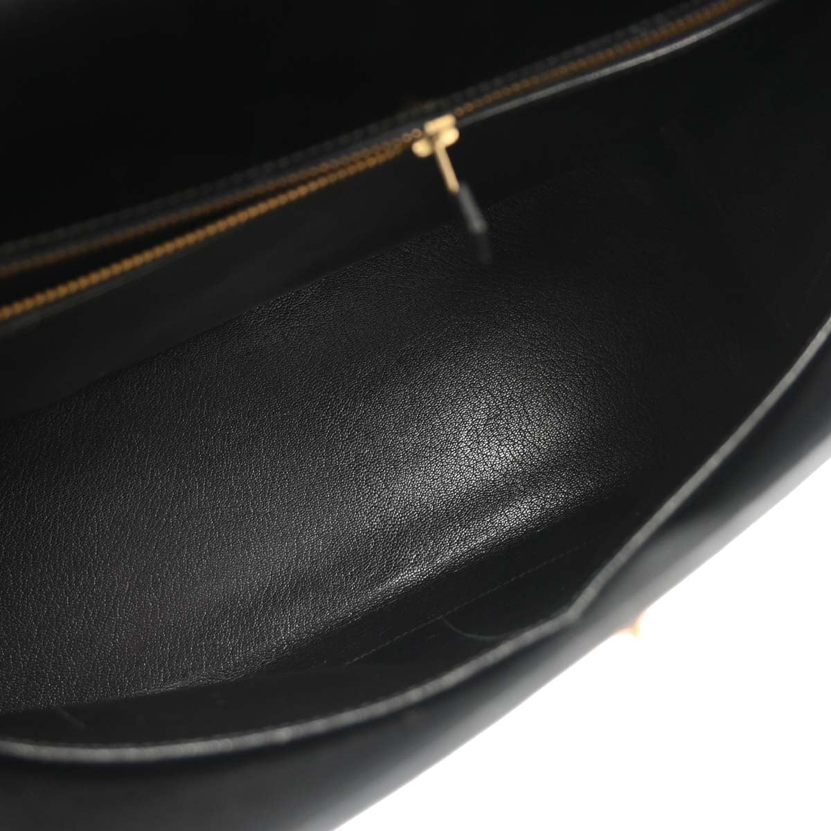 Hermes 1985 Black Box Calf Kelly 35 Retourne Handbag