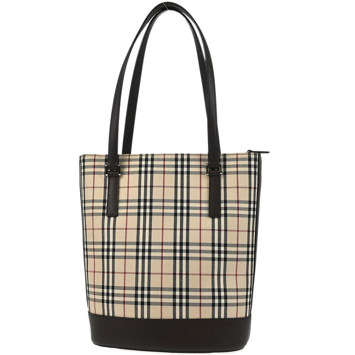 Burberry Beige Canvas Burberry Check Tote Handbag