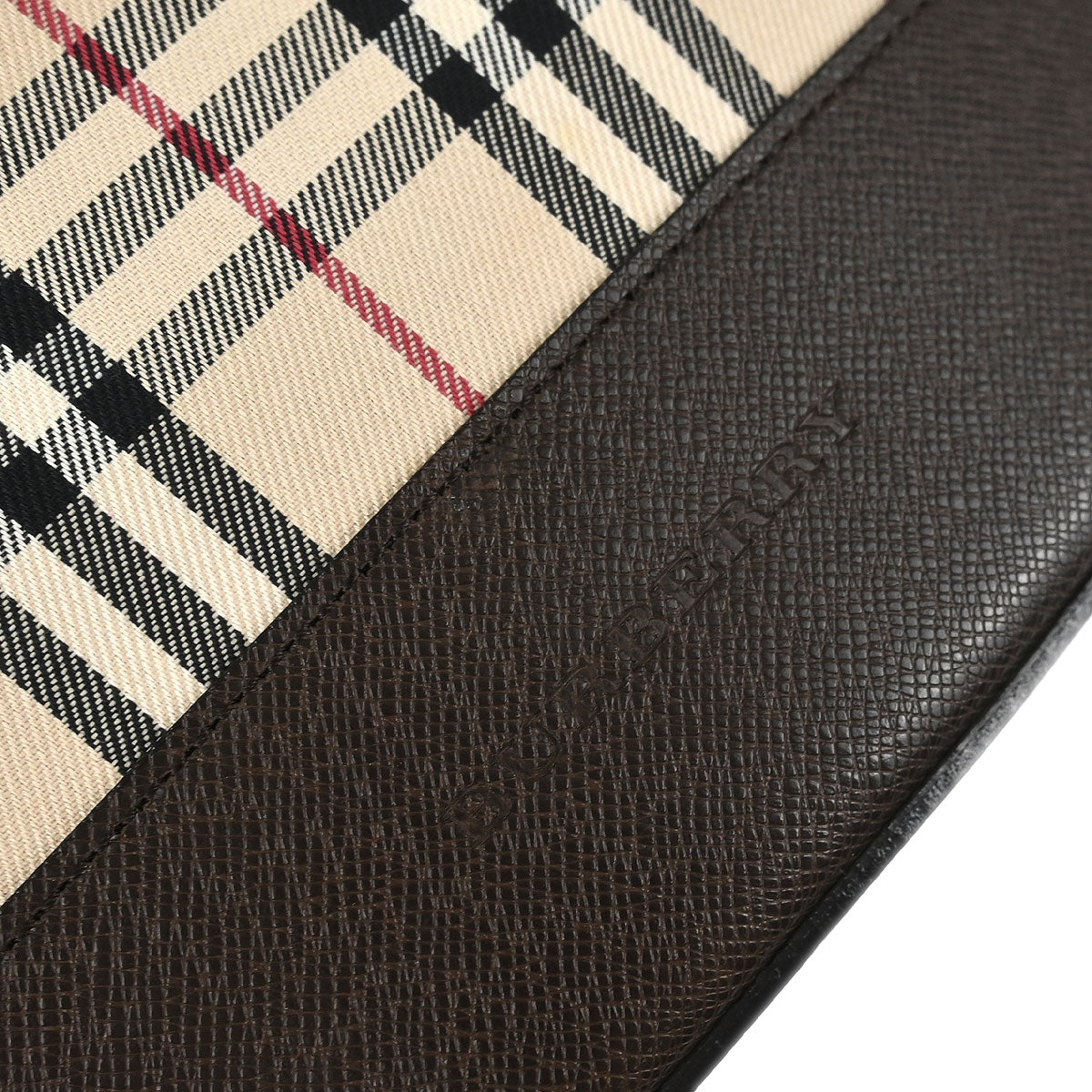 Burberry Beige Canvas Burberry Check Tote Handbag