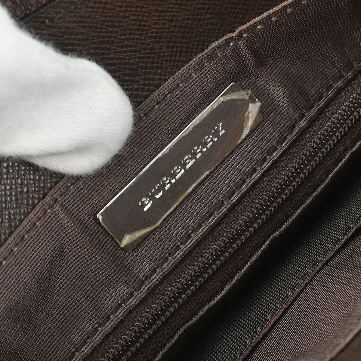 Burberry Beige Canvas Burberry Check Tote Handbag
