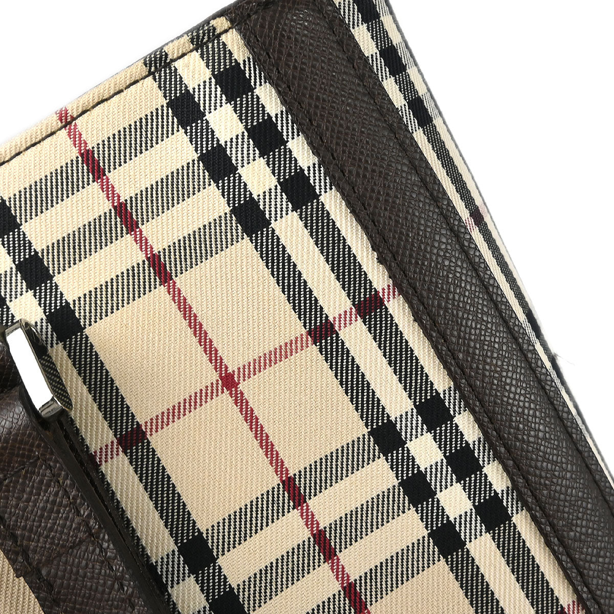 Burberry Beige Canvas Burberry Check Tote Handbag