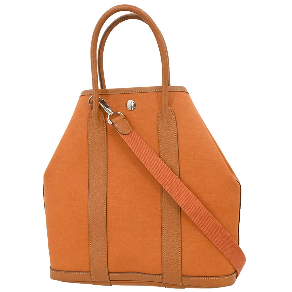 Hermes 2005 Orange Toile Officier Buffalo Garden File PM 2way Tote Bag