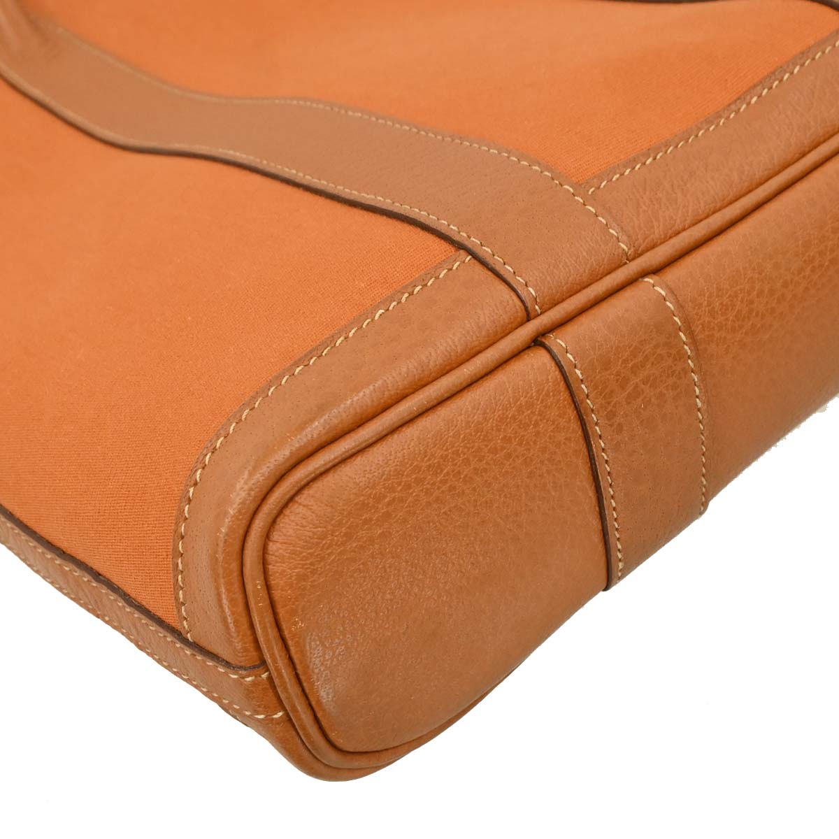 Hermes 2005 Orange Toile Officier Buffalo Garden File PM 2way Tote Bag