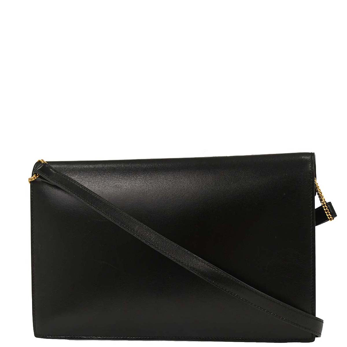 Hermes 1989 Black Box Calf Lydie 2way Clutch Shoulder Bag