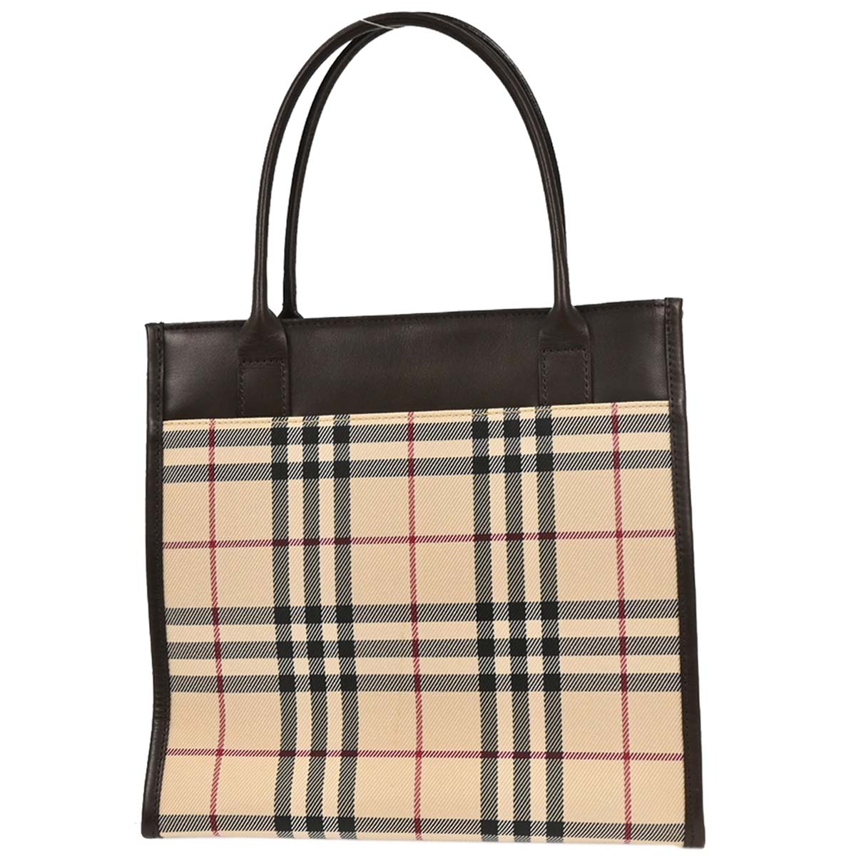 Burberry Beige Canvas Burberry Check Tote Handbag