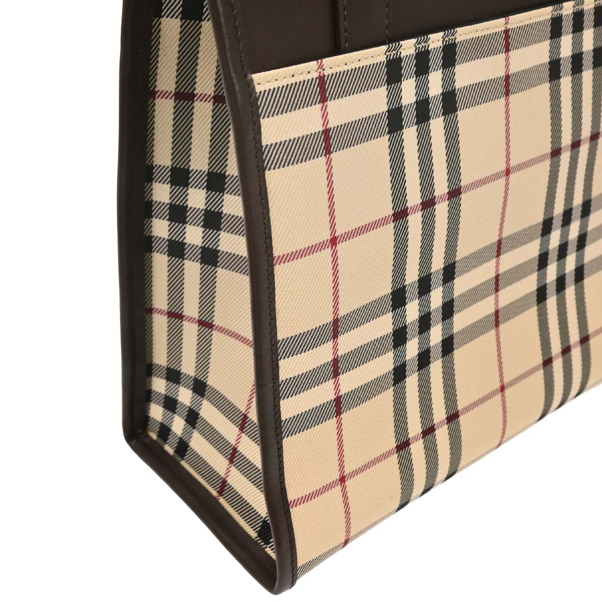 Burberry Beige Canvas Burberry Check Tote Handbag