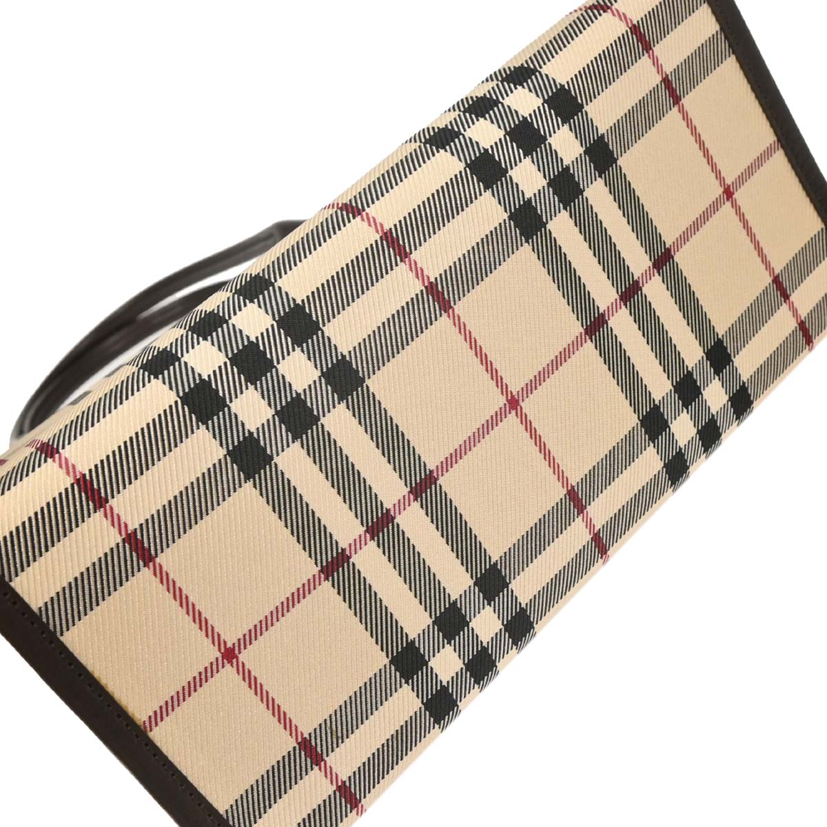 Burberry Beige Canvas Burberry Check Tote Handbag