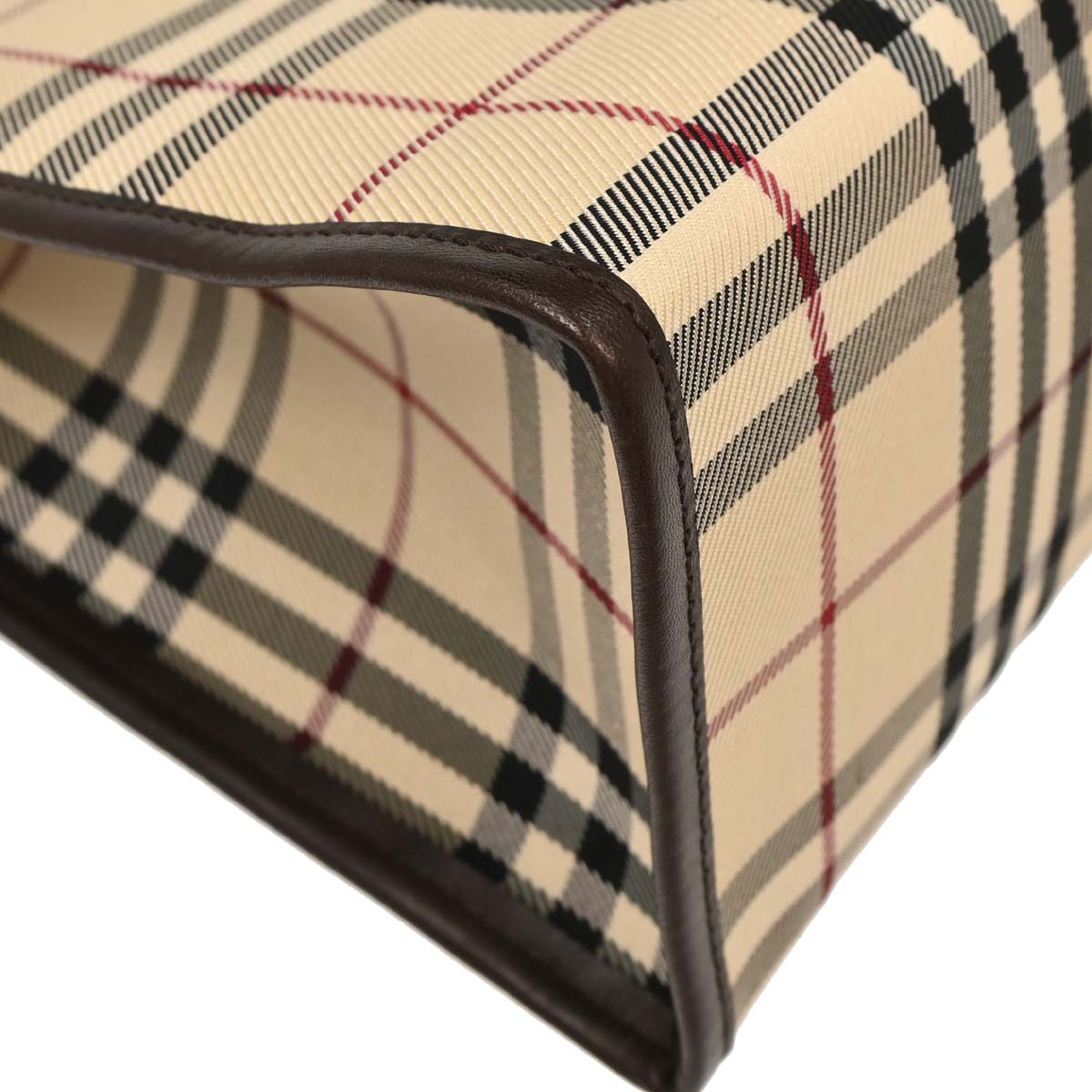 Burberry Beige Canvas Burberry Check Tote Handbag