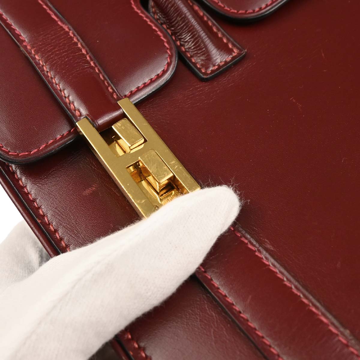 Hermes 1980 Rouge H Box Calf Drag 27 Handbag