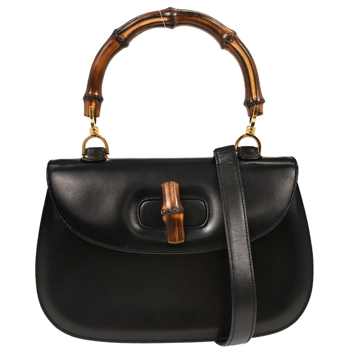 Gucci Black Bamboo 2way Shoulder Handbag