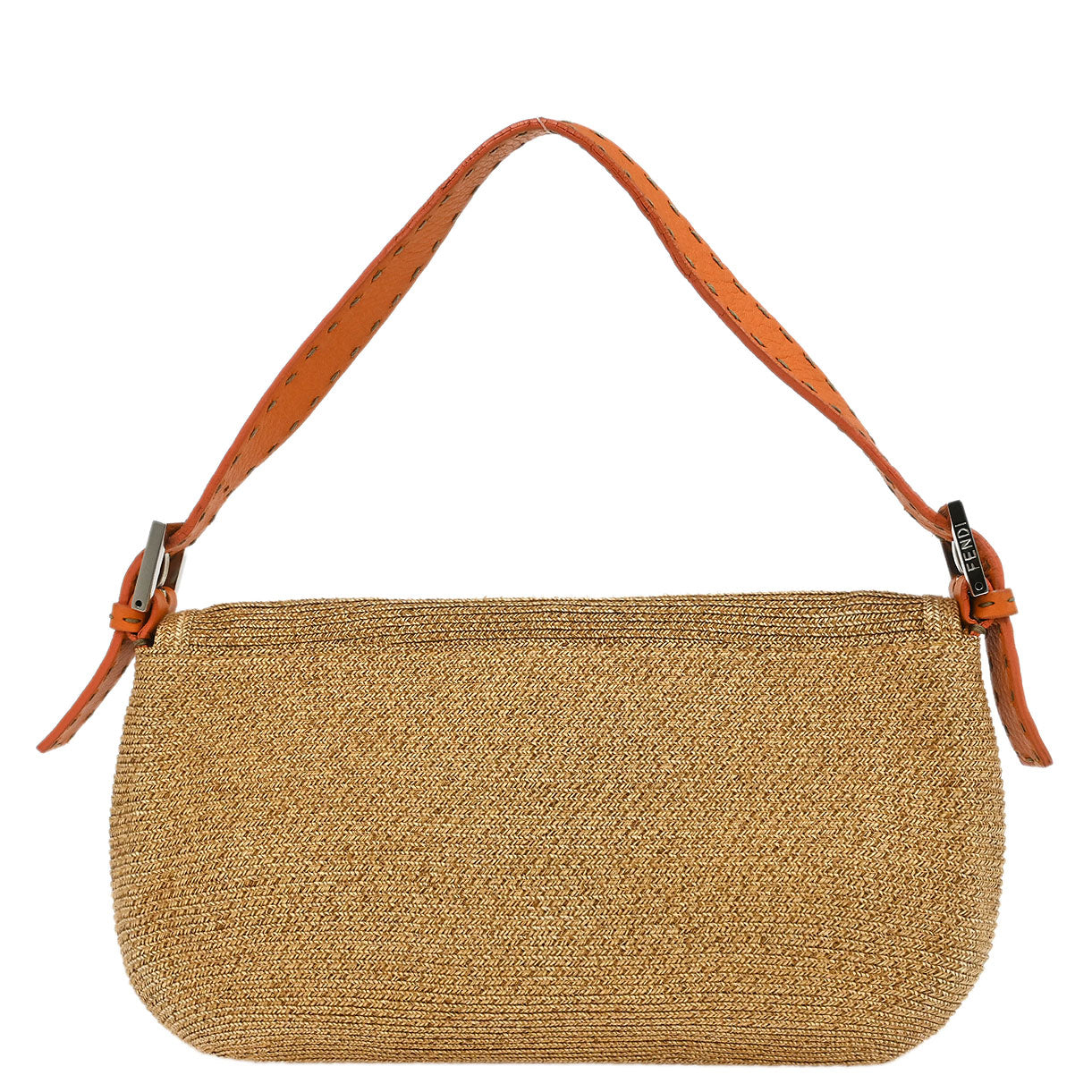Fendi Beige Raffia Baguette Handbag