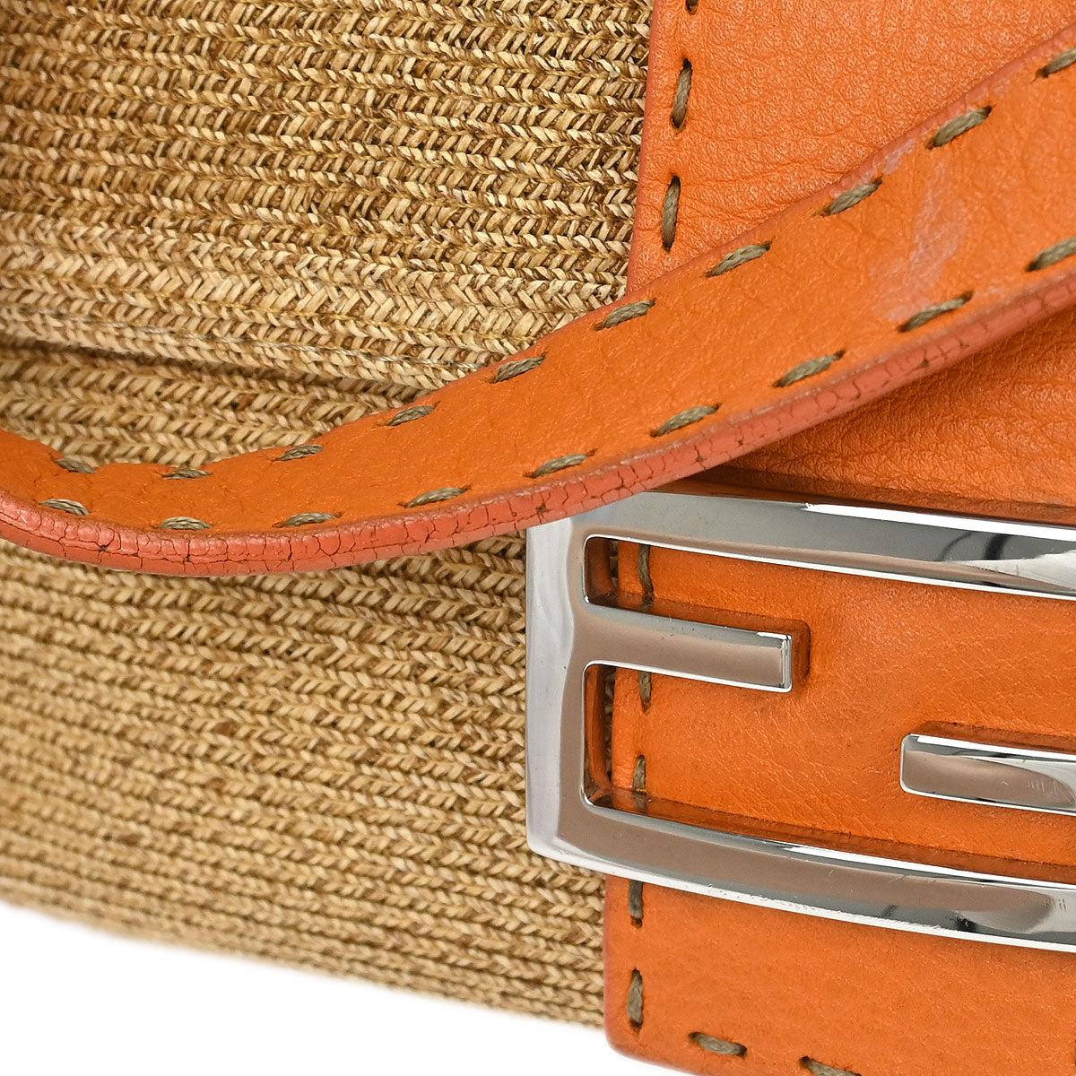 Fendi Beige Raffia Baguette Handbag