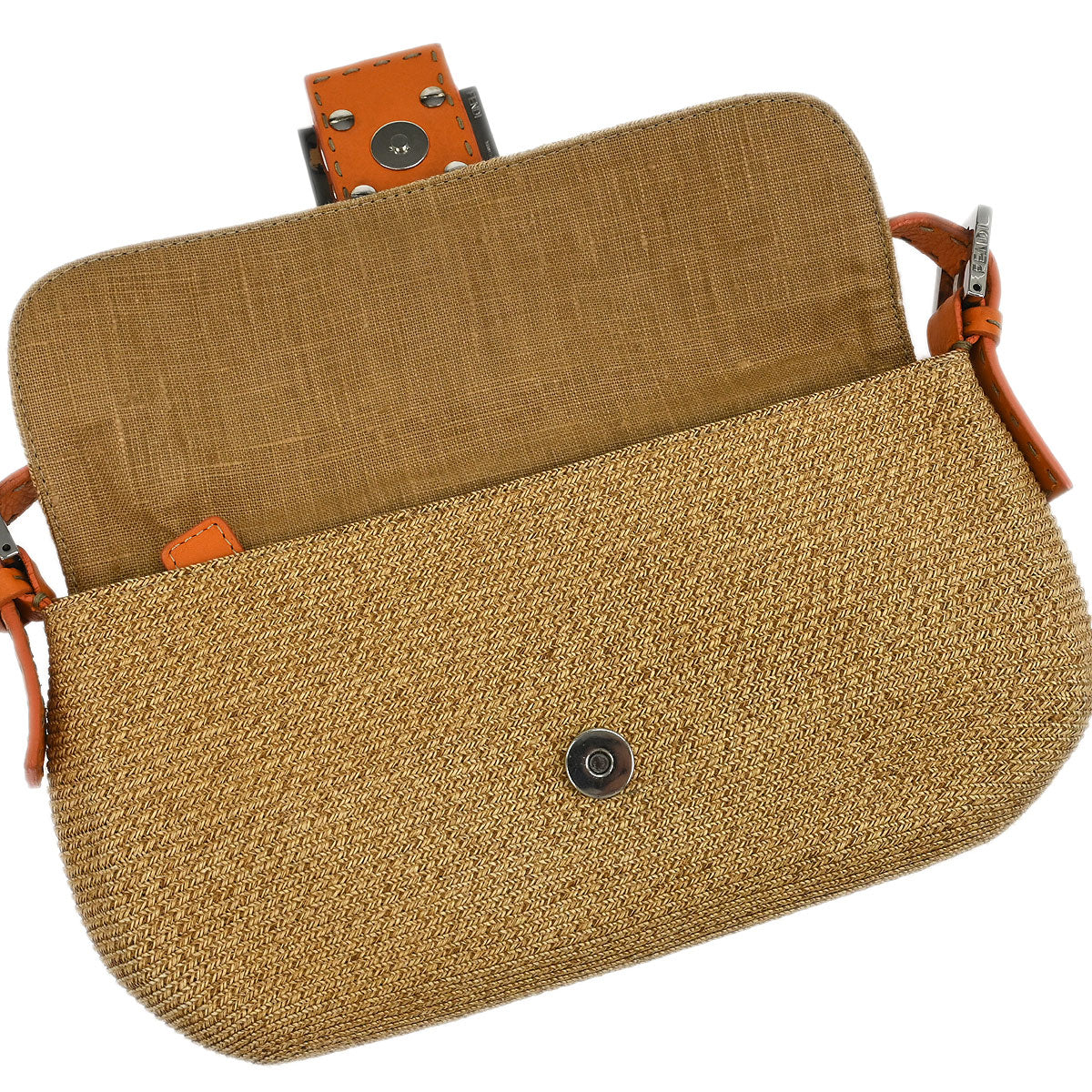Fendi Beige Raffia Baguette Handbag