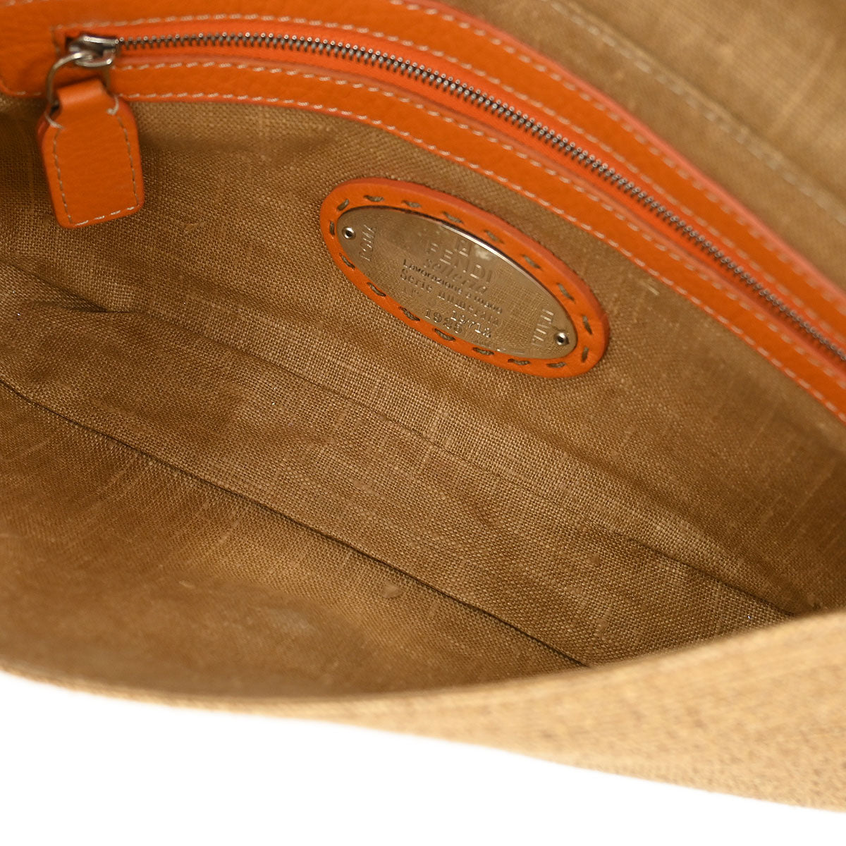 Fendi Beige Raffia Baguette Handbag