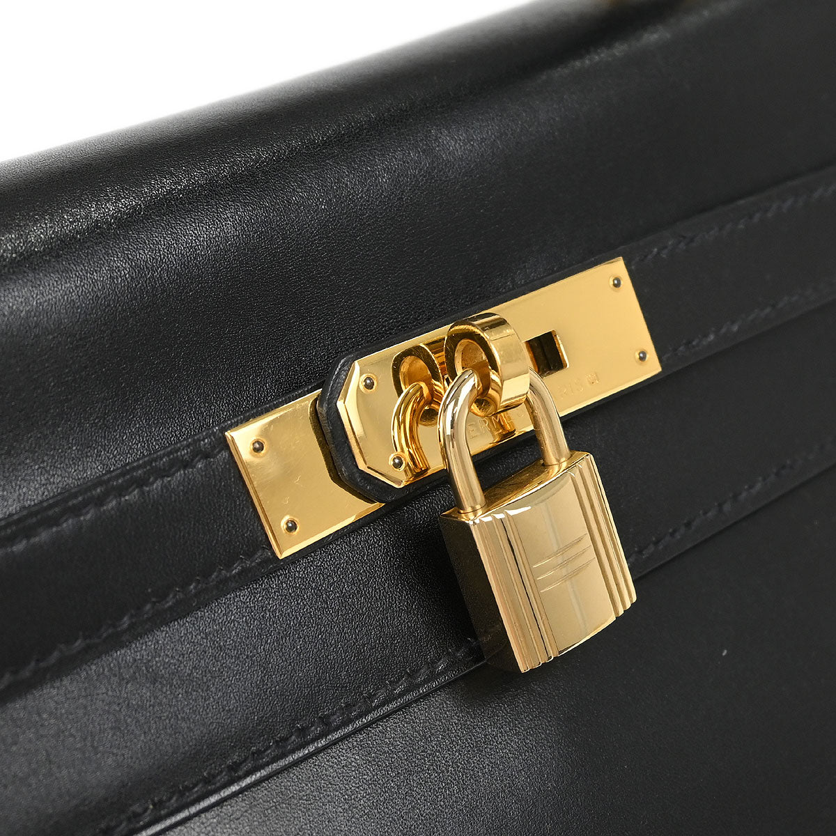 Hermes 1993 Black Box Calf Kelly 35 Retourne 2way Shoulder Handbag