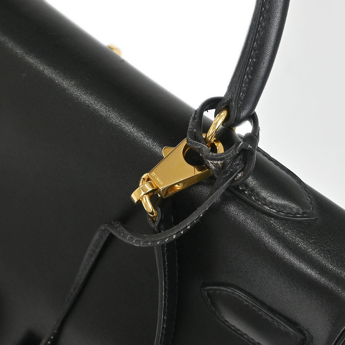 Hermes 1993 Black Box Calf Kelly 35 Retourne 2way Shoulder Handbag