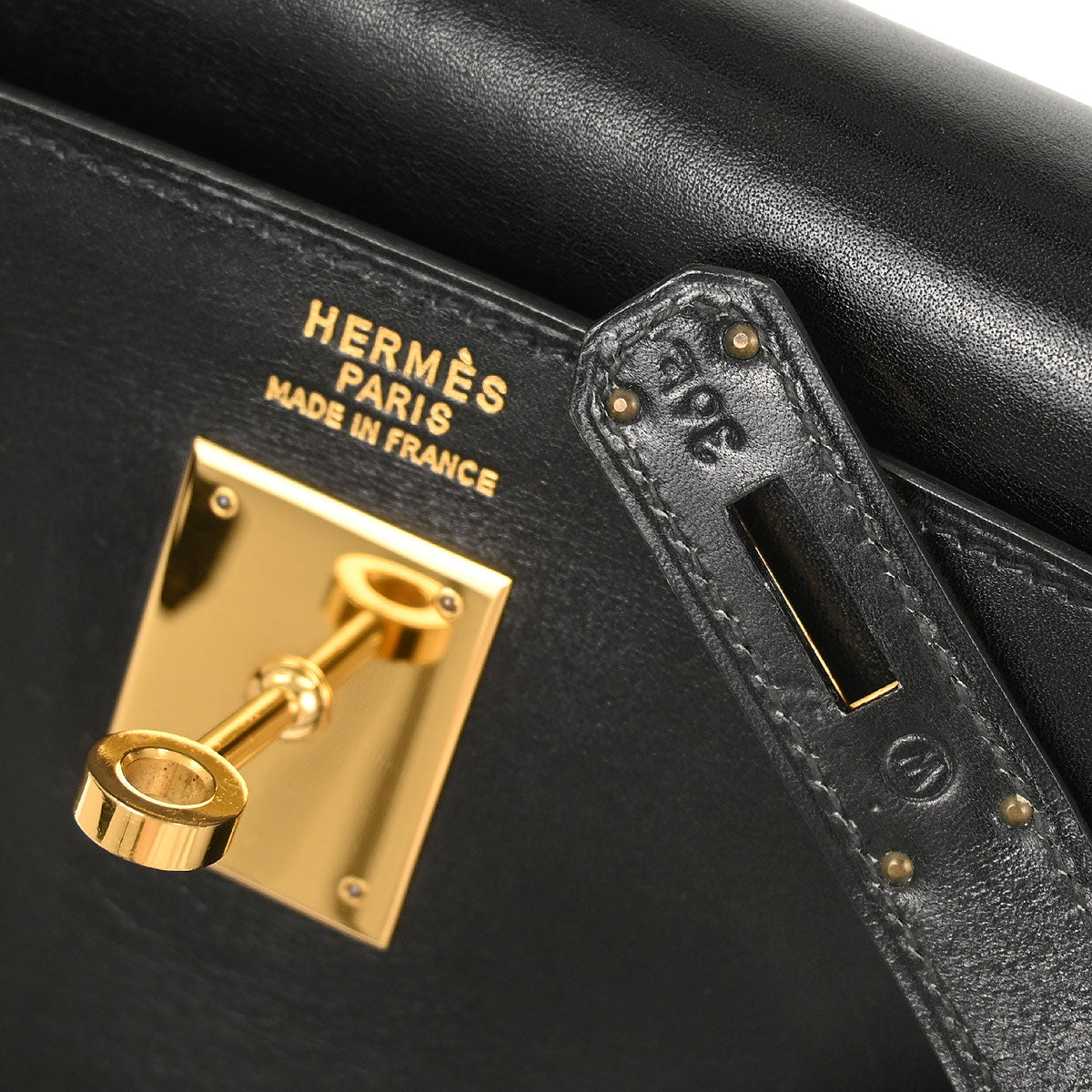 Hermes 1993 Black Box Calf Kelly 35 Retourne 2way Shoulder Handbag