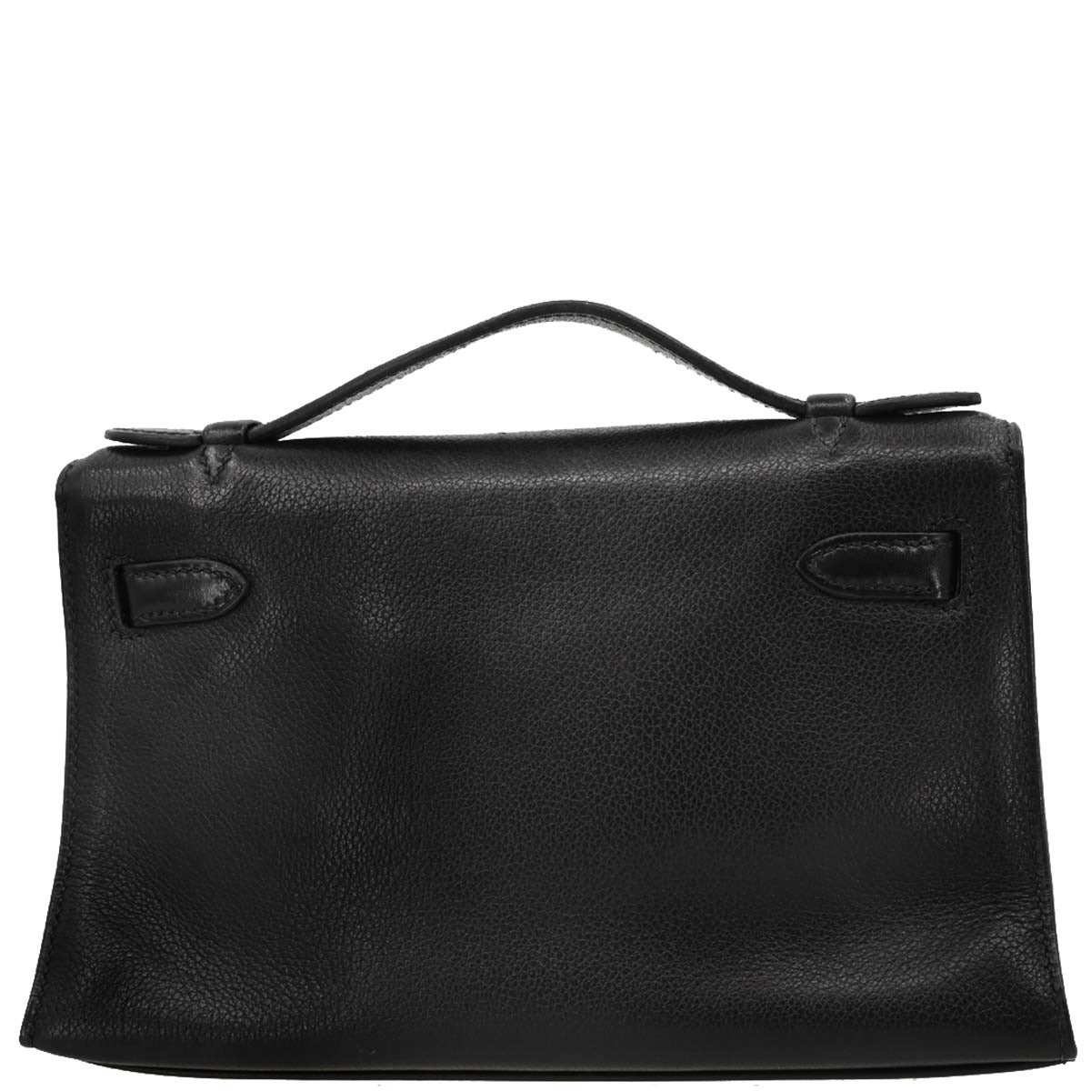 Hermes 2004 Black Evergrain Kelly Pochette Handbag