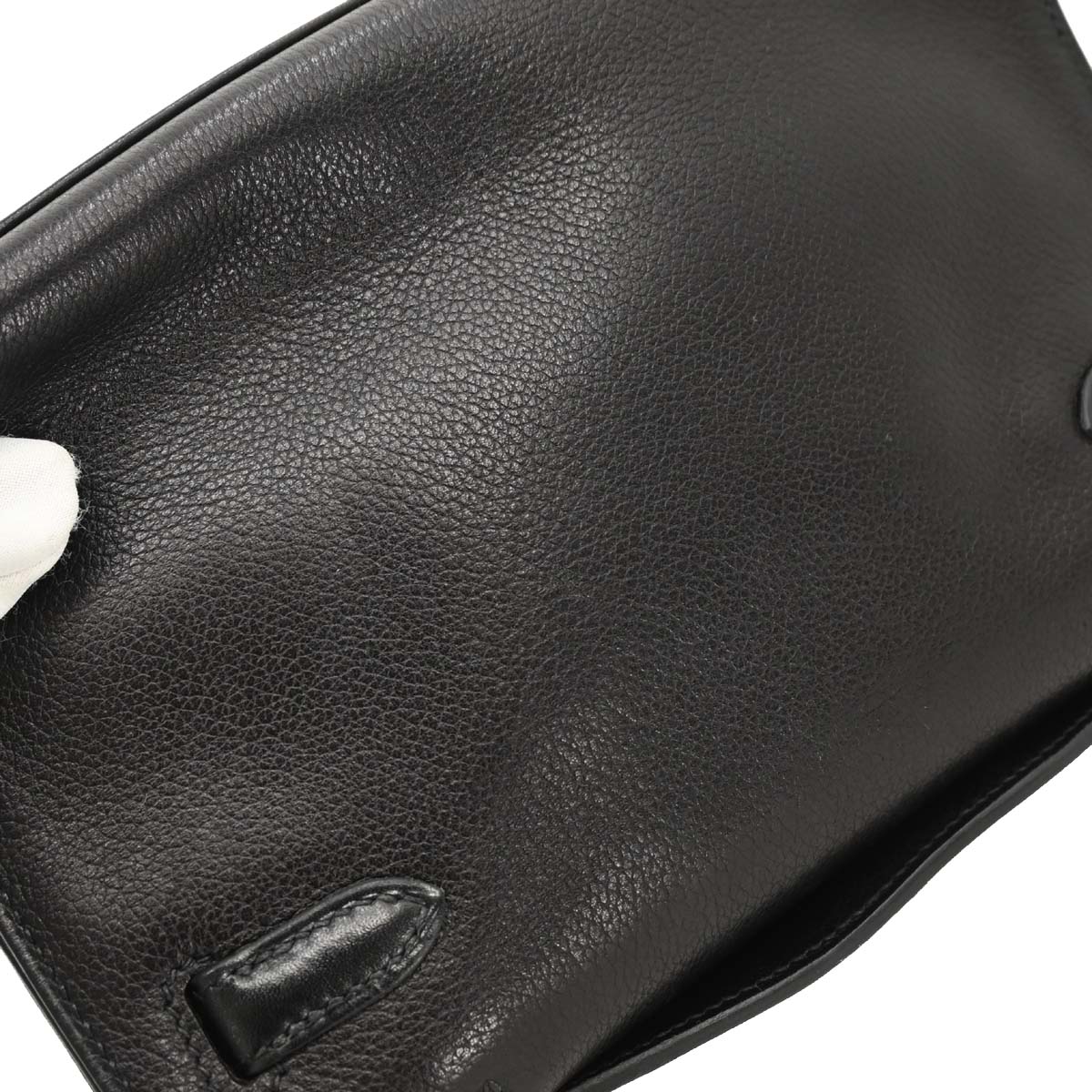 Hermes 2004 Black Evergrain Kelly Pochette Handbag