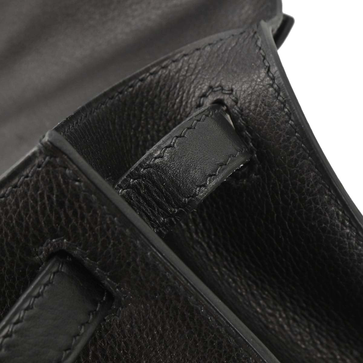 Hermes 2004 Black Evergrain Kelly Pochette Handbag