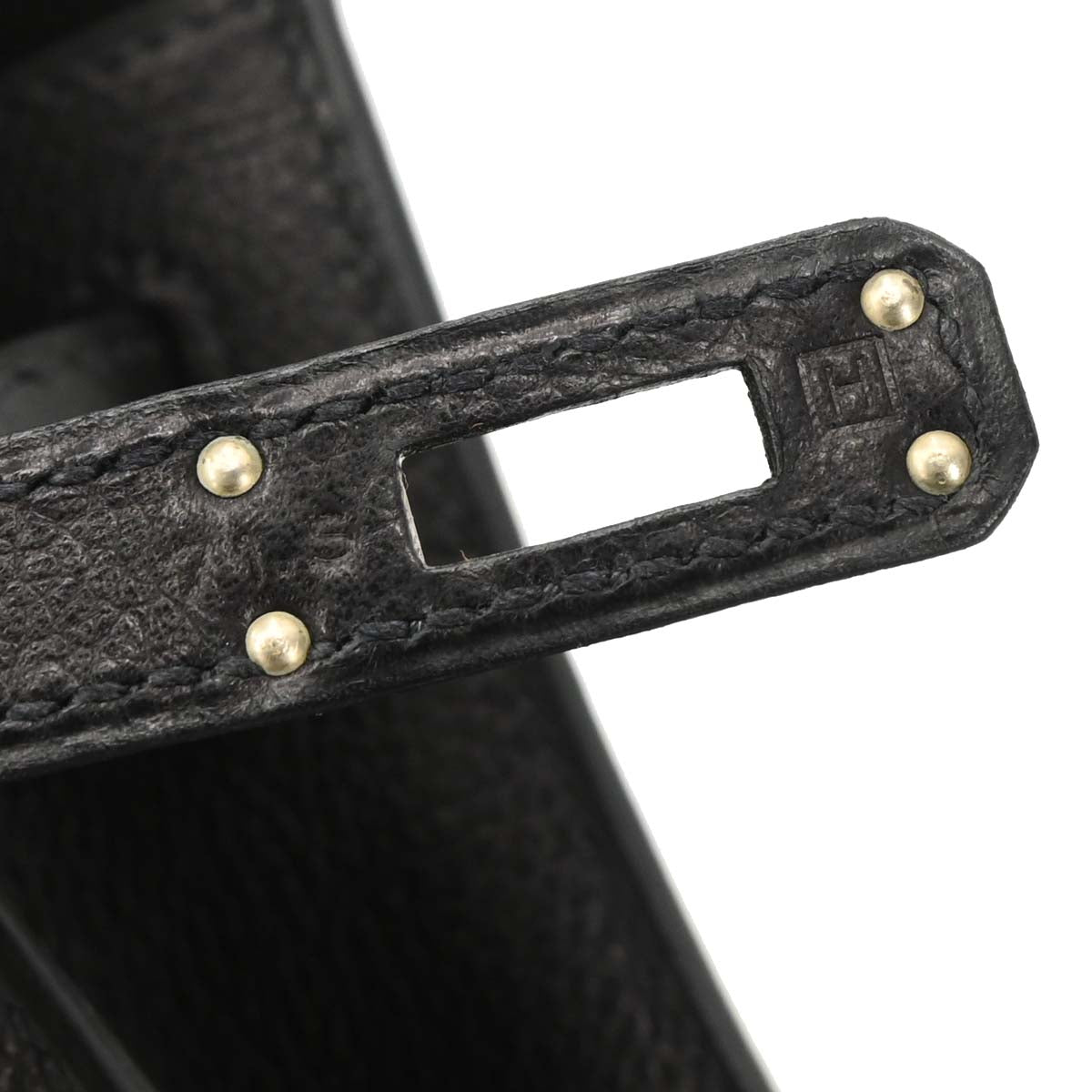 Hermes 2004 Black Evergrain Kelly Pochette Handbag