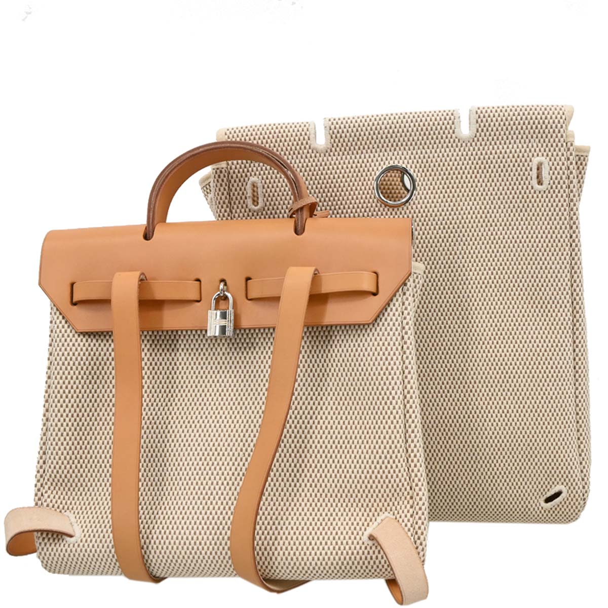 Hermes 2003 Natural Toile GM Herbag a Dos Backpack
