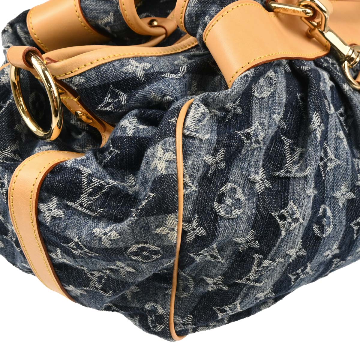 Louis Vuitton 2006 Blue Monogram Denim Cabas Raye GM 2way Shoulder Tote M95336