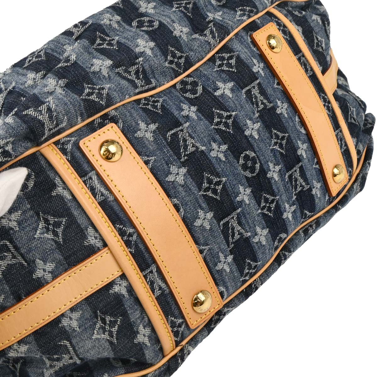 Louis Vuitton 2006 Blue Monogram Denim Cabas Raye GM 2way Shoulder Tote M95336