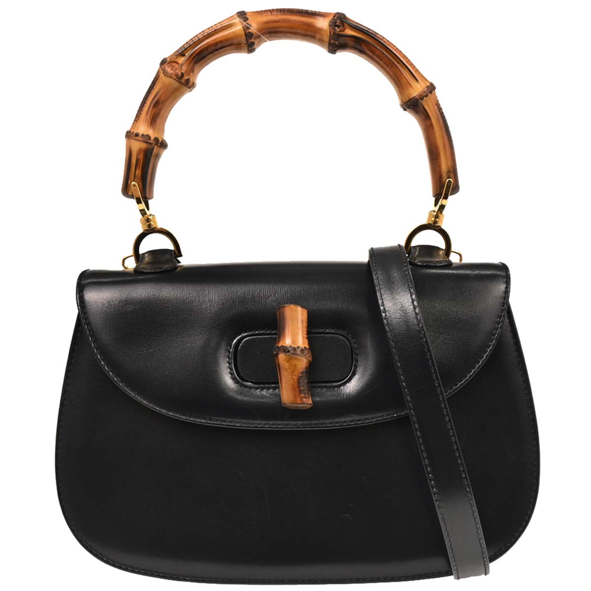 Gucci Black Bamboo 2way Shoulder Handbag