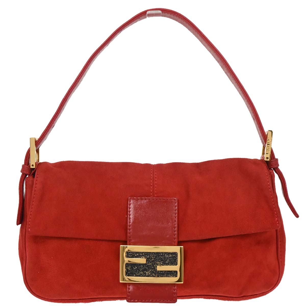 Fendi Red Suede Baguette Handbag