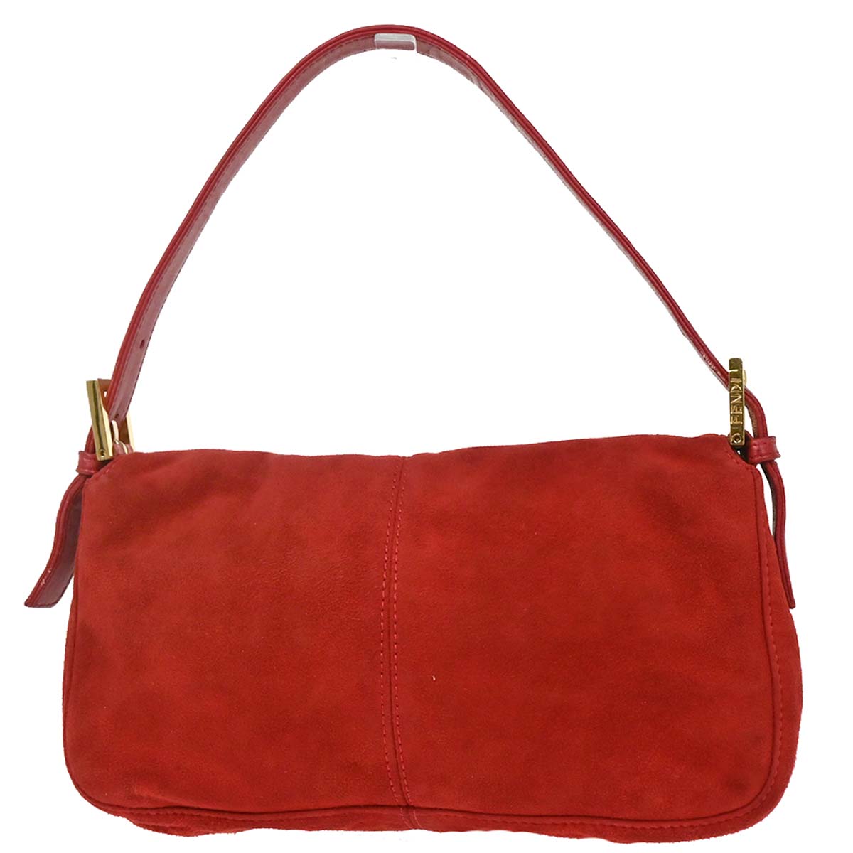 Fendi Red Suede Baguette Handbag