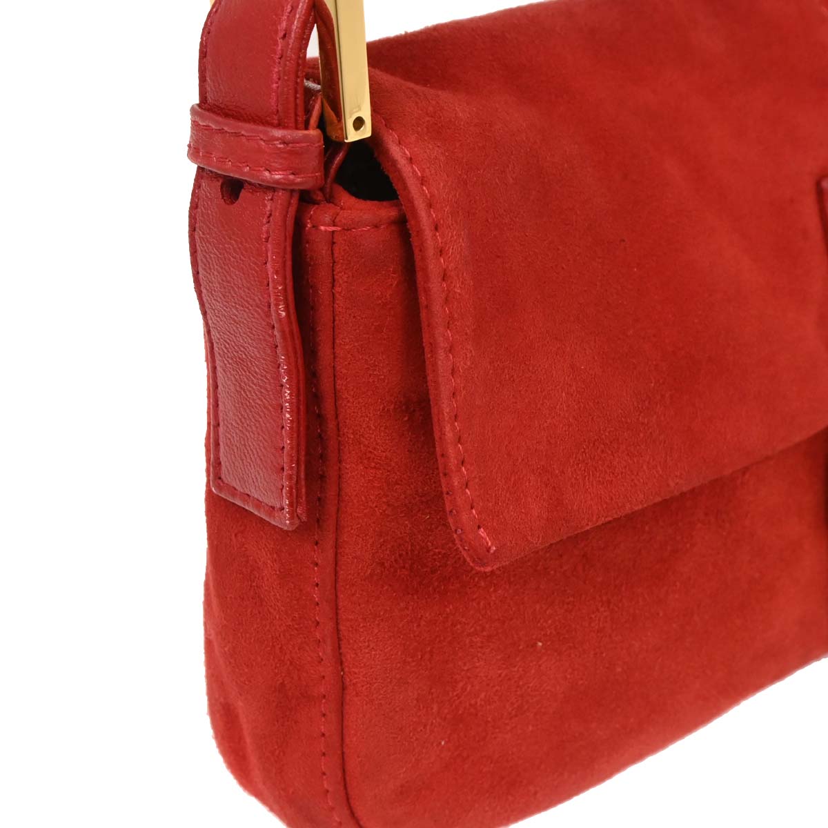 Fendi Red Suede Baguette Handbag