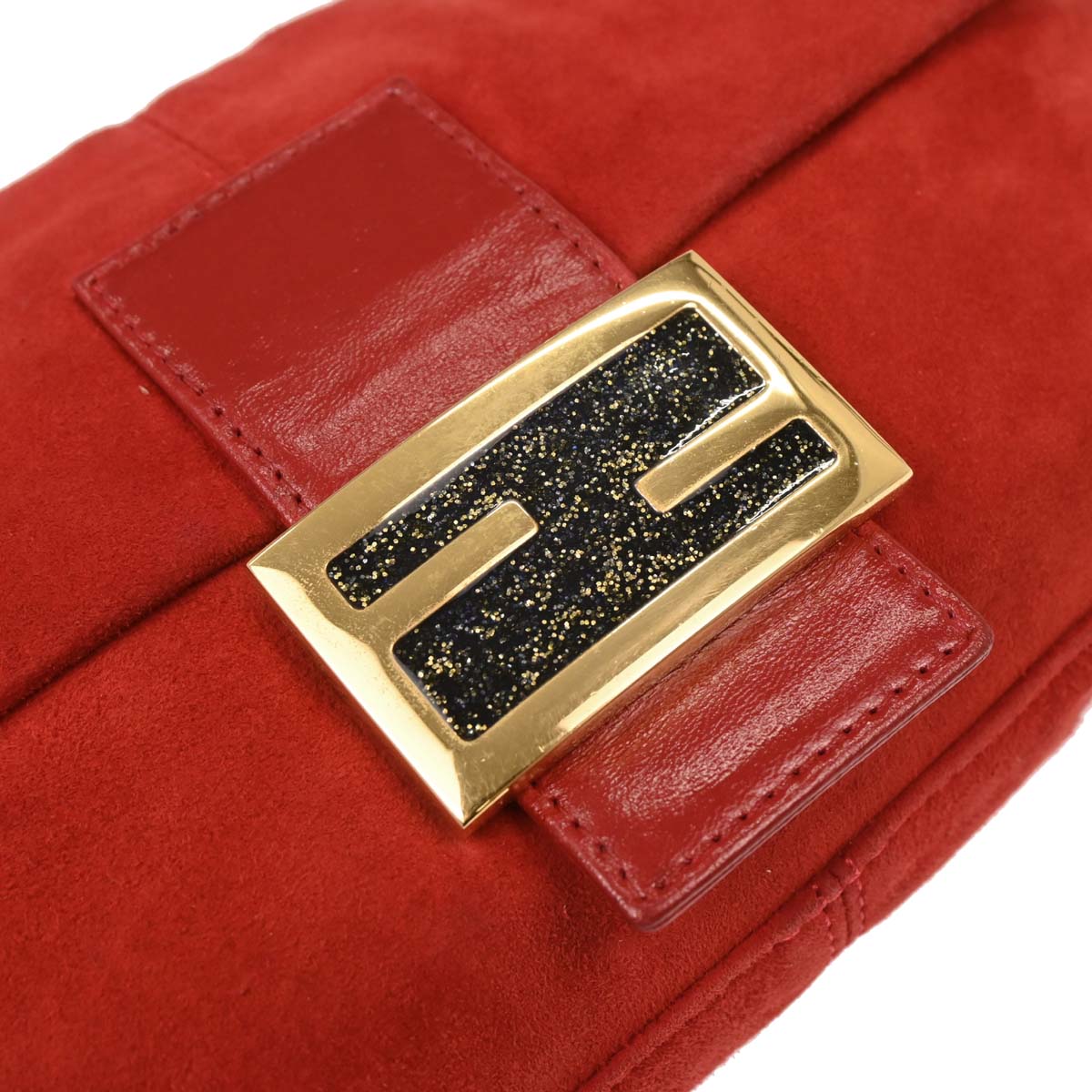 Fendi Red Suede Baguette Handbag