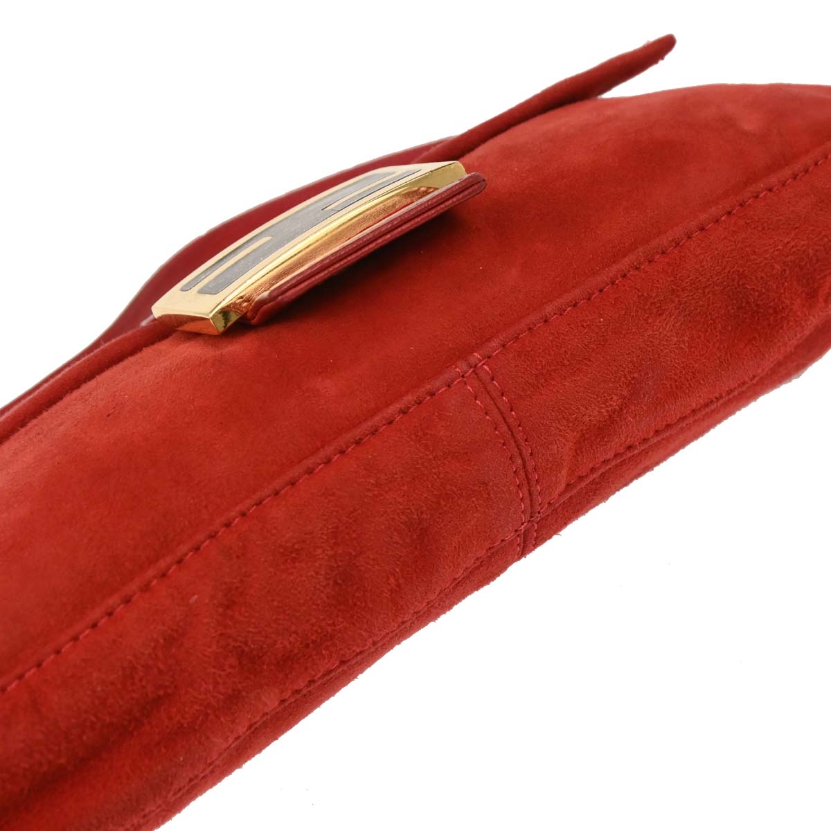 Fendi Red Suede Baguette Handbag