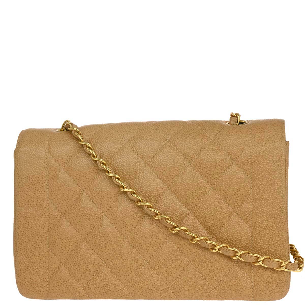 Chanel 1994-1996 Beige Caviar Medium Diana Shoulder Bag