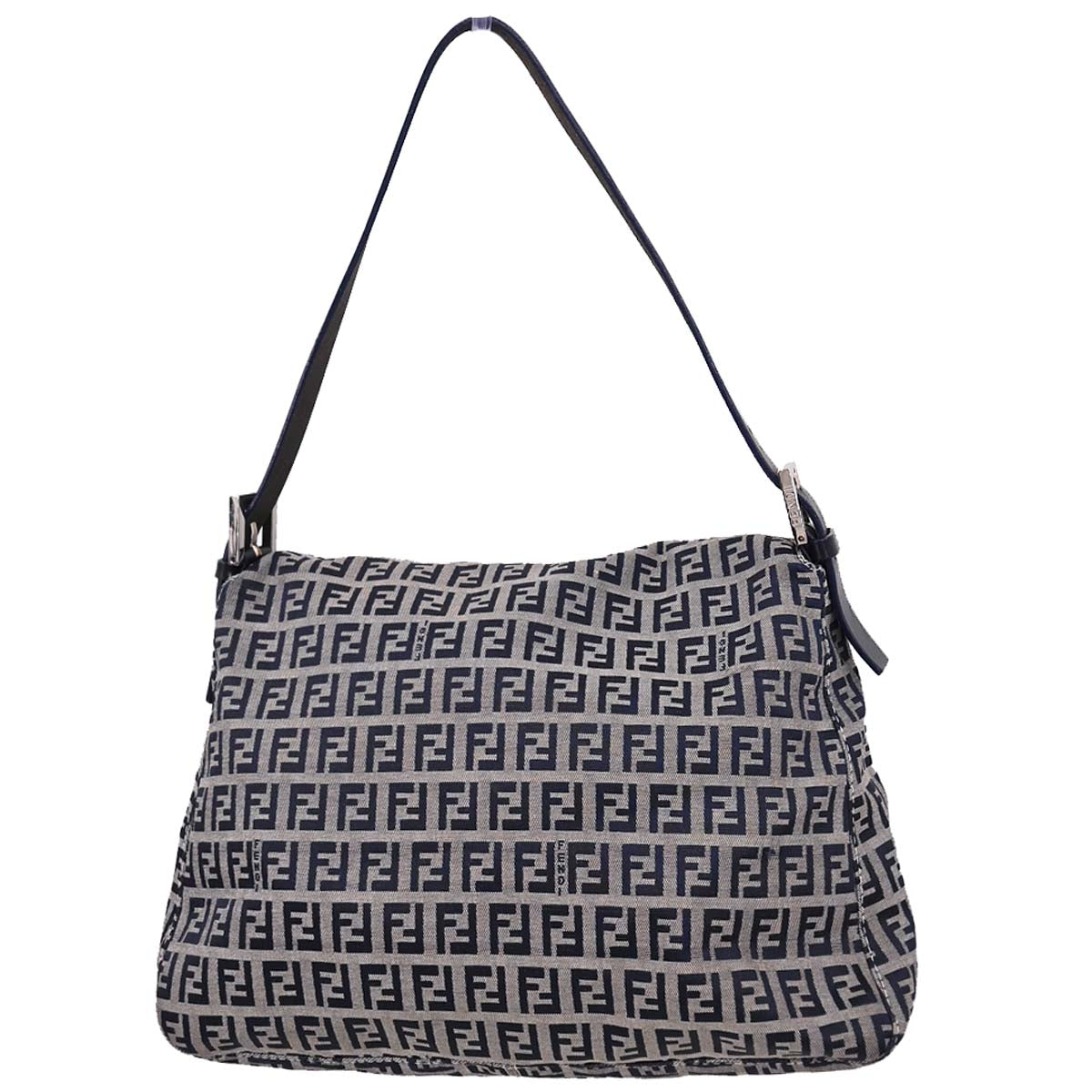 Fendi Navy Gray Zucchino Mamma Baguette Handbag