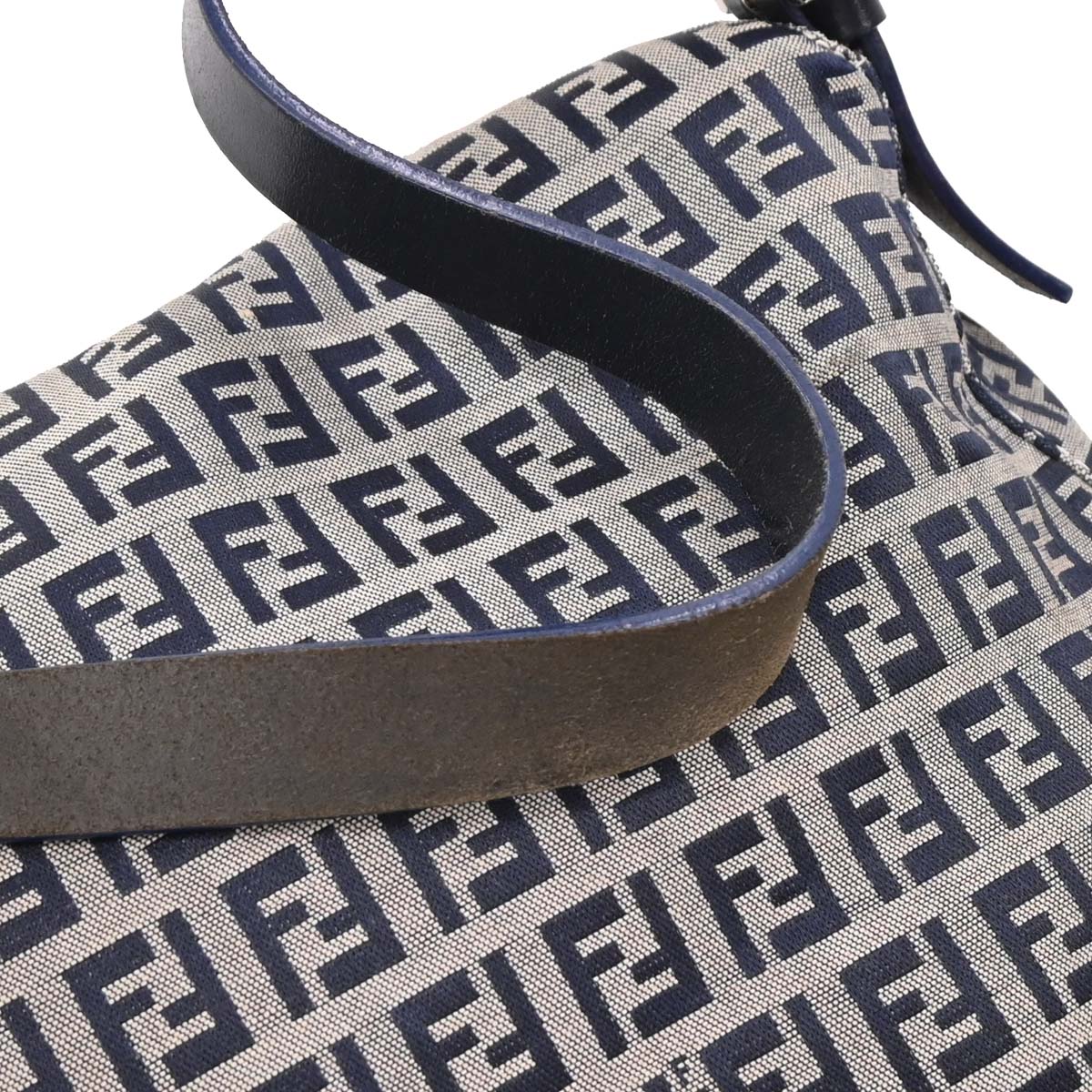 Fendi Navy Gray Zucchino Mamma Baguette Handbag