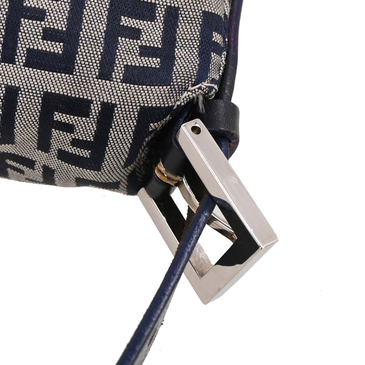 Fendi Navy Gray Zucchino Mamma Baguette Handbag