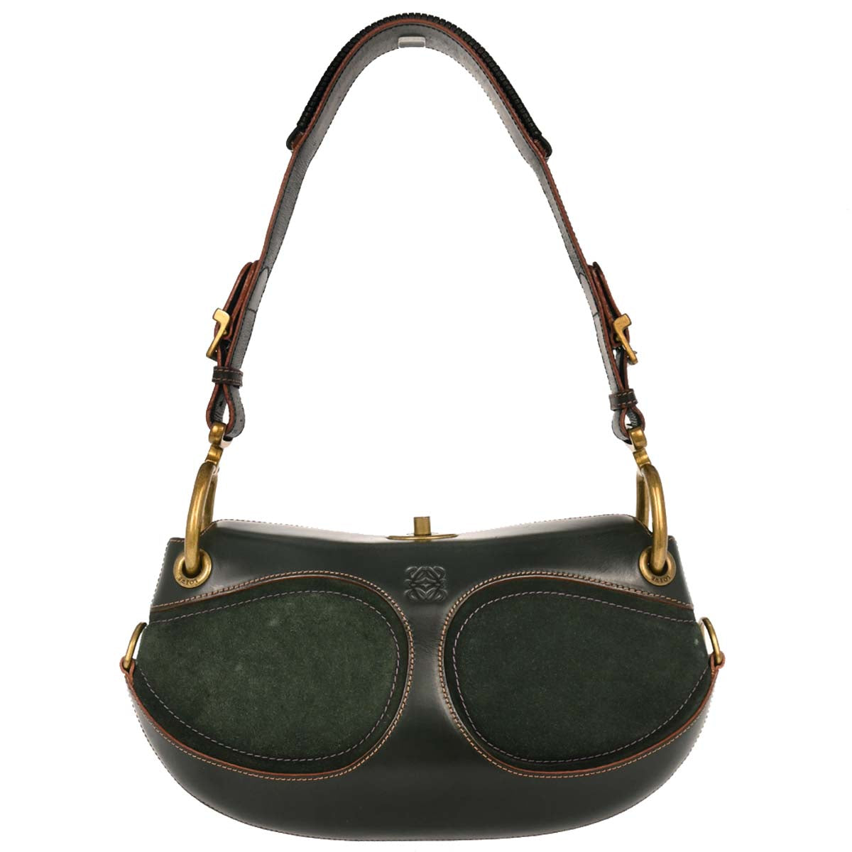 Loewe 2004 Green Suede Leather Shoulder Bag
