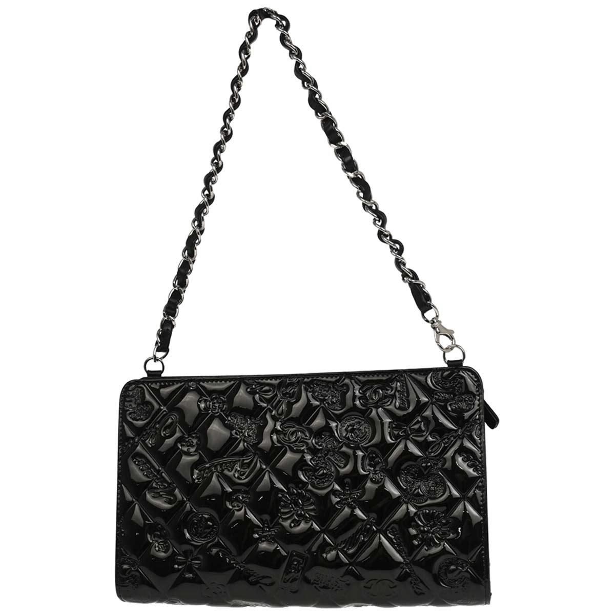 Chanel 2009-2010 Black Patent Leather Icon Chain Handbag