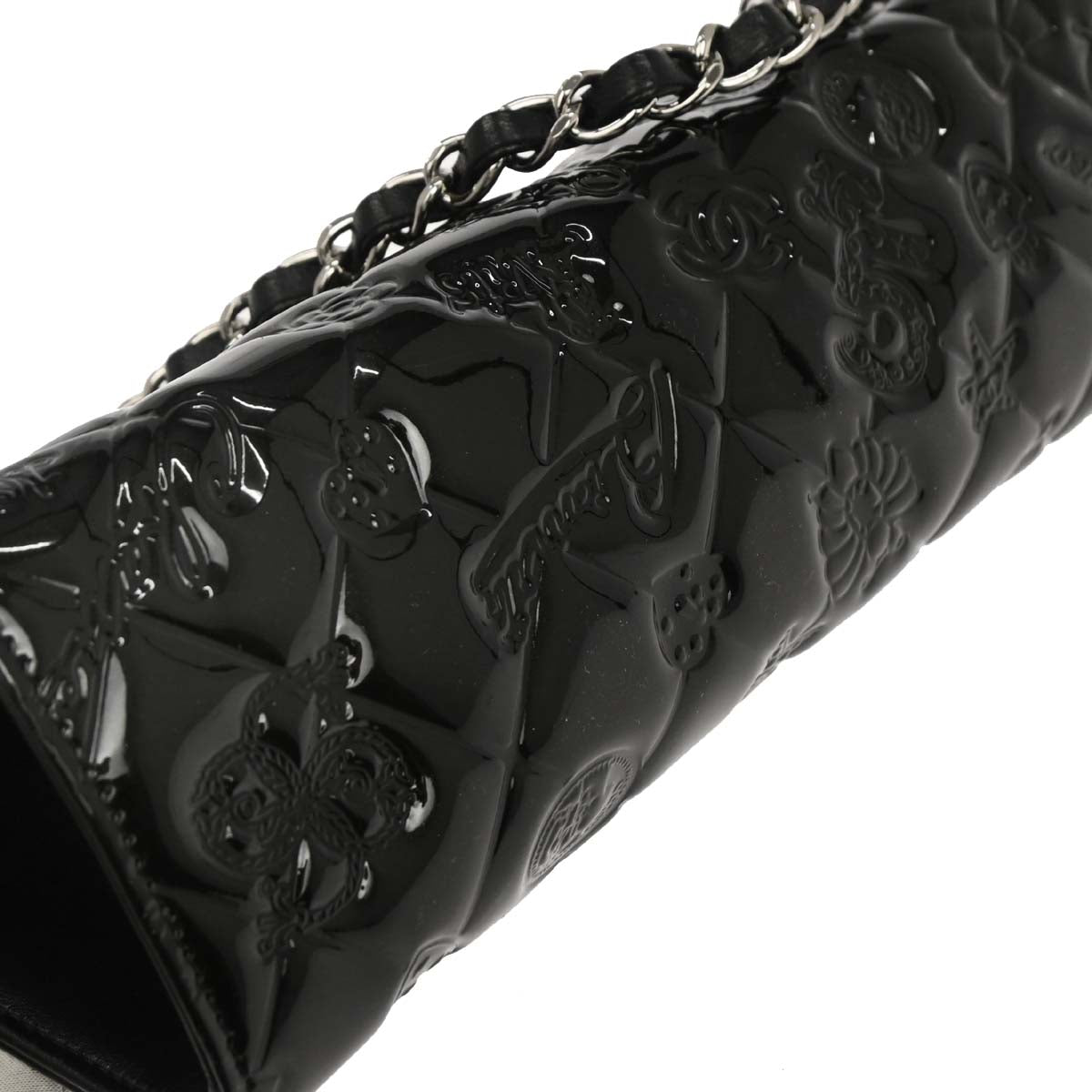 Chanel 2009-2010 Black Patent Leather Icon Chain Handbag