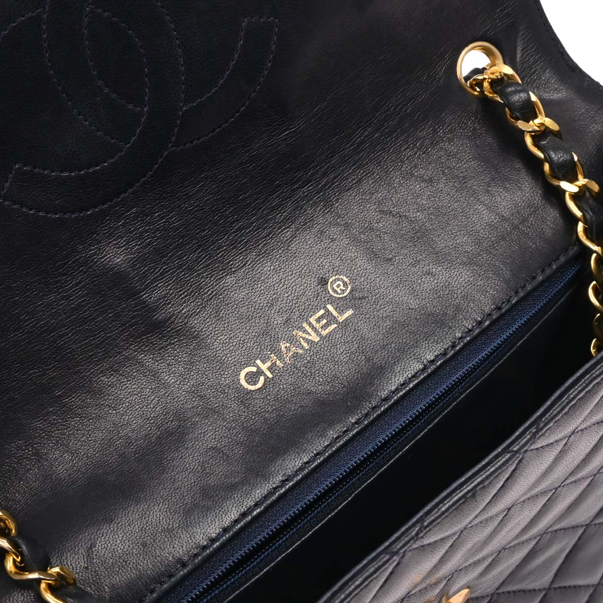Chanel 1986-1988 Navy Lambskin Shoulder Bag
