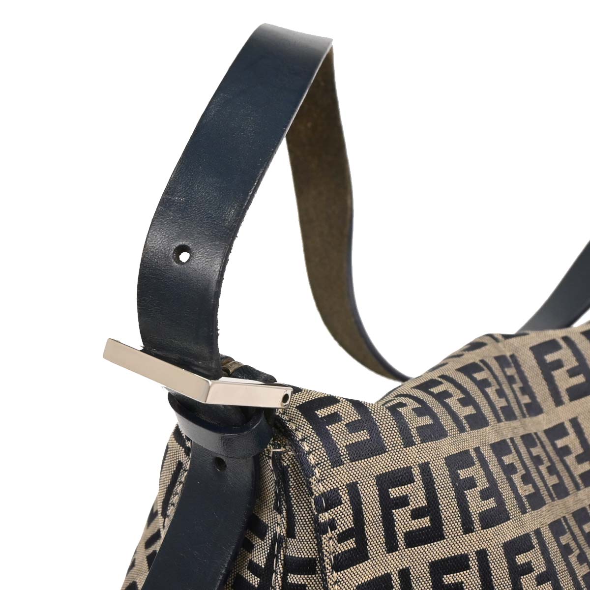 Fendi Gray Canvas Zucchino Mamma Baguette Handbag