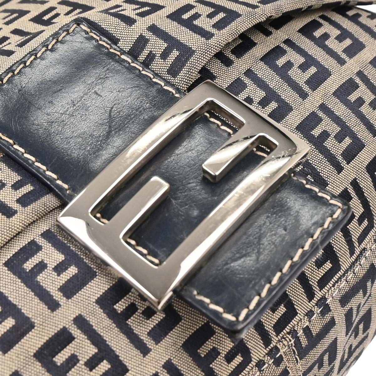 Fendi Gray Canvas Zucchino Mamma Baguette Handbag