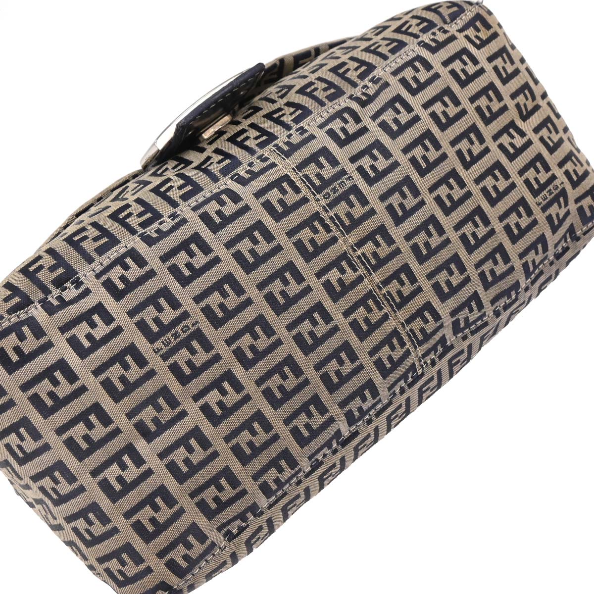 Fendi Gray Canvas Zucchino Mamma Baguette Handbag