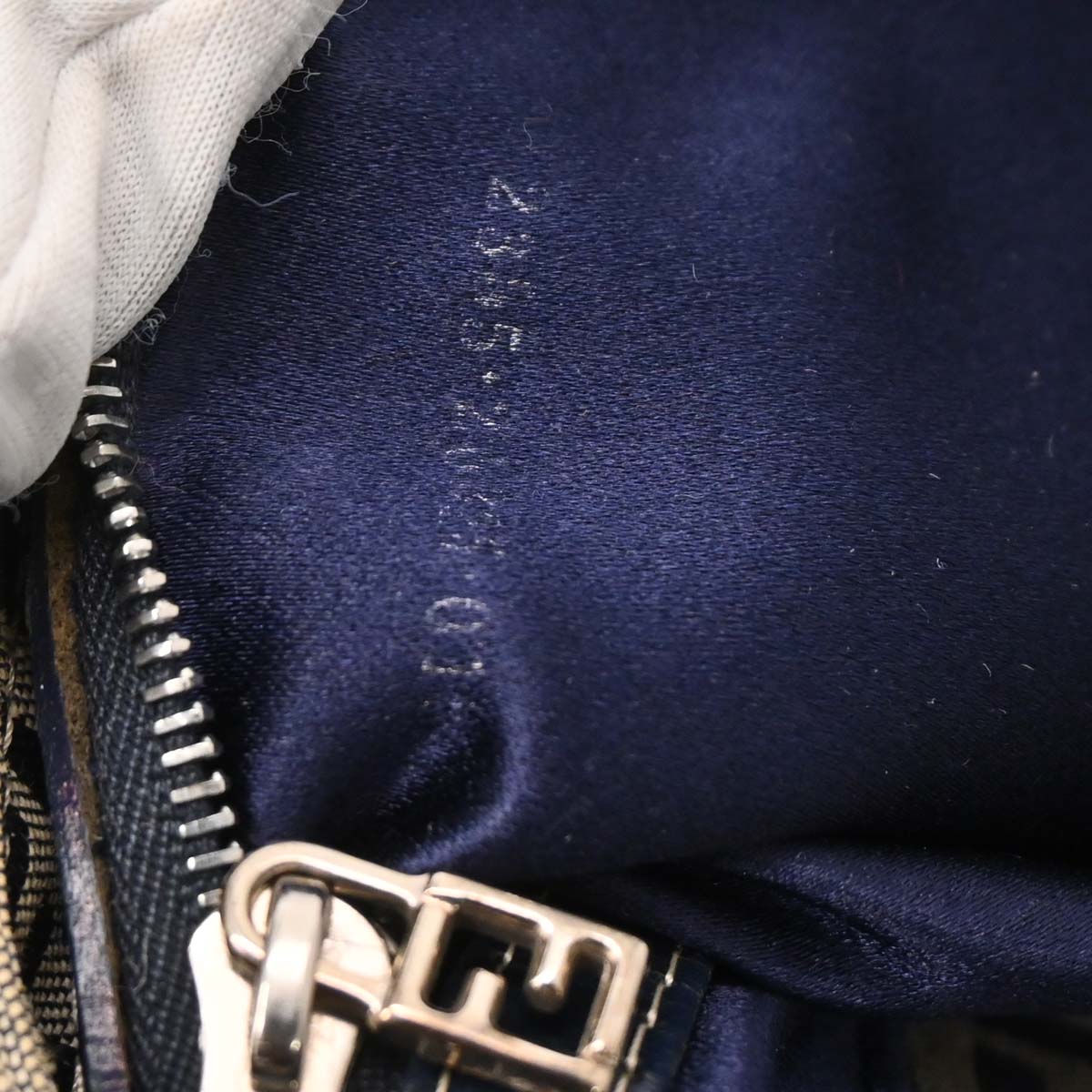 Fendi Gray Canvas Zucchino Mamma Baguette Handbag