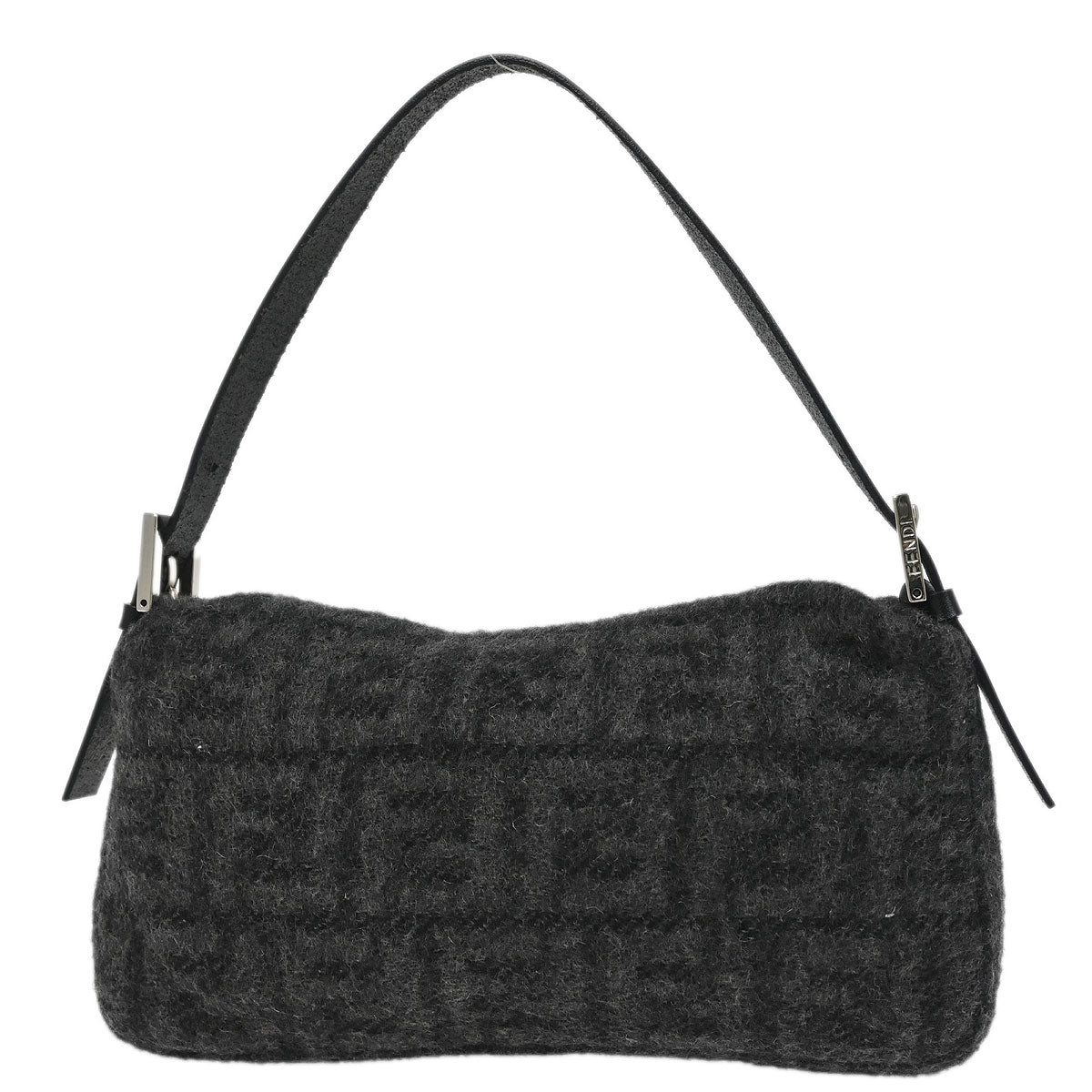 Fendi Gray Wool Zucca Baguette Handbag